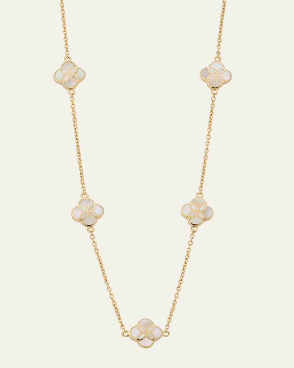 Five Petal Gemstone Station Necklace